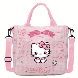 Hello Kitty Pink Crossbody Bag Kawaii Heart Bow Pastel Purse Detachable Strap